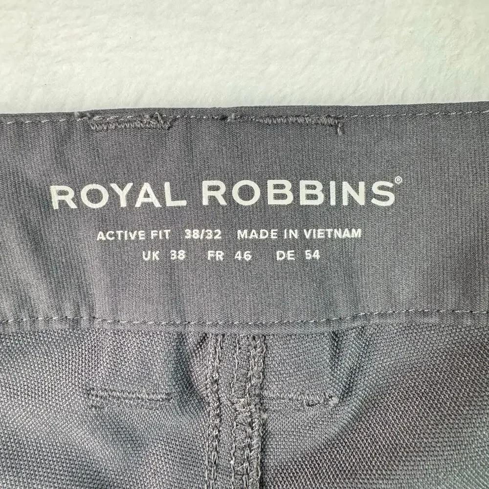 Royal Robbins Pants Mens 38x32 Gray Stretch Hiking Travel Outdoor Active Pants